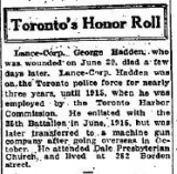 Hadden George (Toronto honour roll, August 1916)