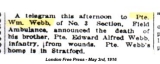 WEBB EDWARD ALFRED (London Free Press, May 1916)