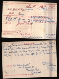 ROBERTS JOHN HARRY(medal card)