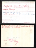 CADELL ASSHETON BIDDULPH (medal card)