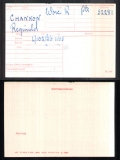 CHANNON REGINALD (medal card)