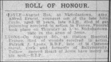 LYONS PATRICK (roll of honour)