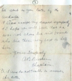 GORDON J E (letter from Chaplain Brooker, 12 August 1916)