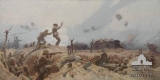 TURNOUR JOHN EDWARD (attack in Polygon Wood; the artist Fred Leist depicts the moment when John Turnour drew fatal enemy fire while his men attacked from the flanks; painting from 1919 )