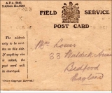 GLASS HUGH (Field service postcard, October 1916)