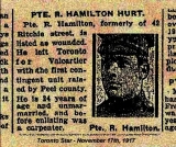 HAMILTON ROBERT DOUGLAS (Toronto Star, 17 November 1917)