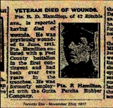 HAMILTON ROBERT DOUGLAS (Toronto Star, 23 November 1917)