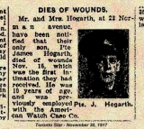 HOGARTH JAMES (Toronto Star, 30 November 1917)