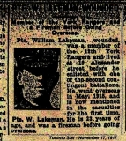LAKEMAN WILLIAM (Toronto Star, 17 November 1917)