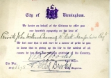 CANNING JOHN WILLIAM (City of Birmingham letter)