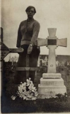 BRUSHETT HAROLD (his sister Sarah Ann at the wartime wooden cross)