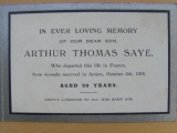 Saye Arthur Thomas (death card details)