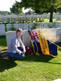 Anne-marie Walduck at the grave of her great uncle, 2012