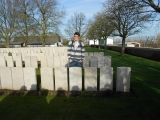 Patrick at grave of his great great uncle