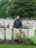 Carolyn, great niece, at the grave of Alfred Argent
