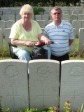 Mary Berndadette (niece) and Richard Alesbrook (great nephew) at Fred's graveside, September 2012