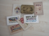 silk cards and tin box (donation Andy Bish)