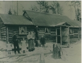 Lodge WS (Family homestead in Minaki, William standing on the stump, 1906)