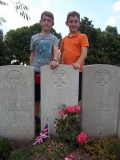 Teddy & George Anderson at the grave of their great great great uncle.