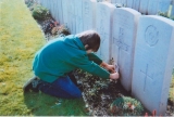 Aidan Law, great great great nephew, visiting the grave in October 2013