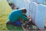 Aidan Law, great great great nephew, visiting the grave in October 2013