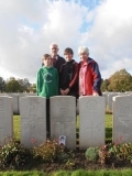 Alec Lowe [Thomas Cable's Great Nephew] his wife and their two grandsons James and Aidan Law [Thomas Cable's Great Great Great Nephews] visiting the grave of Thomas in October 2013