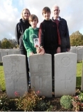 Alec Lowe [Thomas Cable's Great Nephew] his daughter and her two sons James and Aidan Law [Thomas Cable's Great Great Great Nephews] visiting the grave of Thomas in October 2013