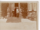 Martin PJ with his sister on Chester Workhouse steps