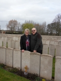 Spencer Fred (Beryl and Bryan Perham at the grave of their relative, 2014)