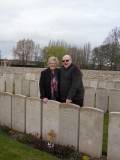 Spencer Fred (Beryl and Bryan Perham at the grave of their relative, 2014)