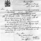 Leech J (Letter accompanying his war medal, 1921)