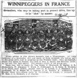 Van Neste Richard (article The Winnipeg Tribune, 11 April 1917; Van Neste is on the back row left, his name is wrongly spelled in the article)