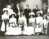 JC Laxton (wedding, 1909; JC back row second from left)