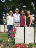Family (his grandson Robert Evans and his great great granddaughters) at headstone - July 2016