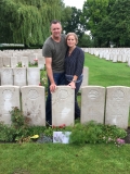 Brad and Teresa at the headstone of WH Hickman (summer 2016)