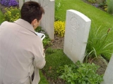 Judy at her Grandfathers Grave GT French