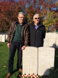 Barry Barnett and Keith Barnett (right) at the grave of their uncle, November 2017