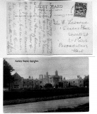 Post card sent by his wife while he was in the hospital in England