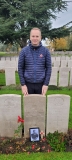 Remembrance Adam Powell at the grave of his great uncle, 2025