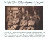 Crick Andrew (back row, second from left, Lincolnshire Regiment, August 1914)