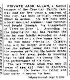 Allan John (Calgary Herald, September 1916)