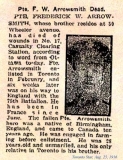Arrowsmith Frederick William (Toronto Star, August 1916)