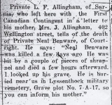 Benware Neal (Sarnia Observer, June 1916)