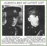Allan John (on the left, Calgary Herald, September 1916)
